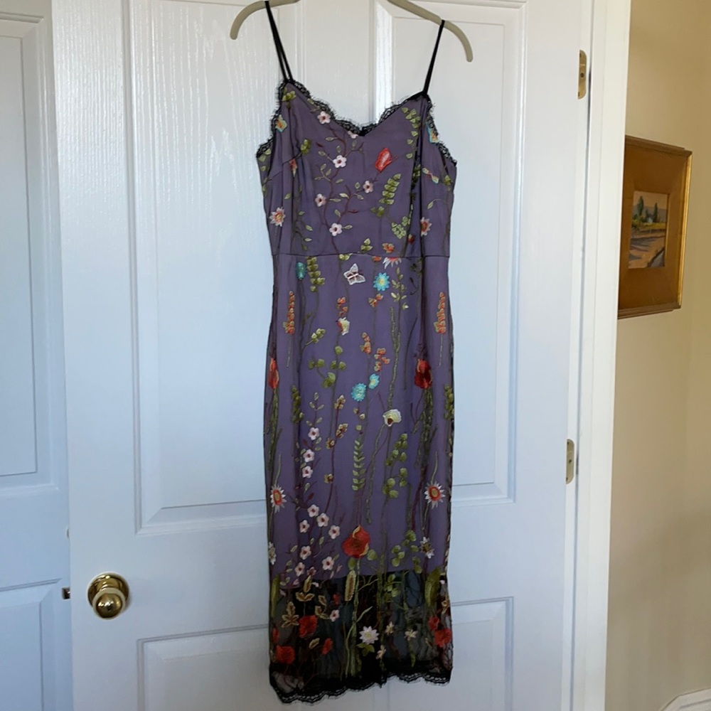 Beautiful purple w/embroidery midi cocktail dress